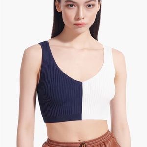 NWT STAUD Hana Top Navy/White (size S)